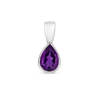 9K White Gold Pear Amethyst Pendant