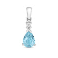 9K White Gold Pear Aquamarine Pendant
