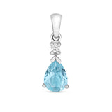 9K White Gold Pear Aquamarine Pendant