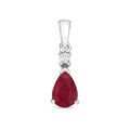 9K White Gold Pear Ruby Pendant