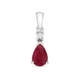9K White Gold Pear Ruby Pendant