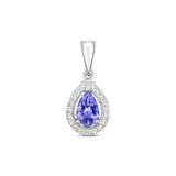 9K White Gold Pear Tanzanite and Diamond Pendant