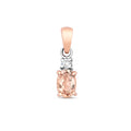 9K Rose Gold Oval Morganite & Diamond Pendant