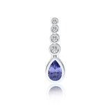 9K White Gold Tanzanite & Diamond Pendant