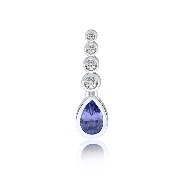 9K White Gold Tanzanite & Diamond Pendant