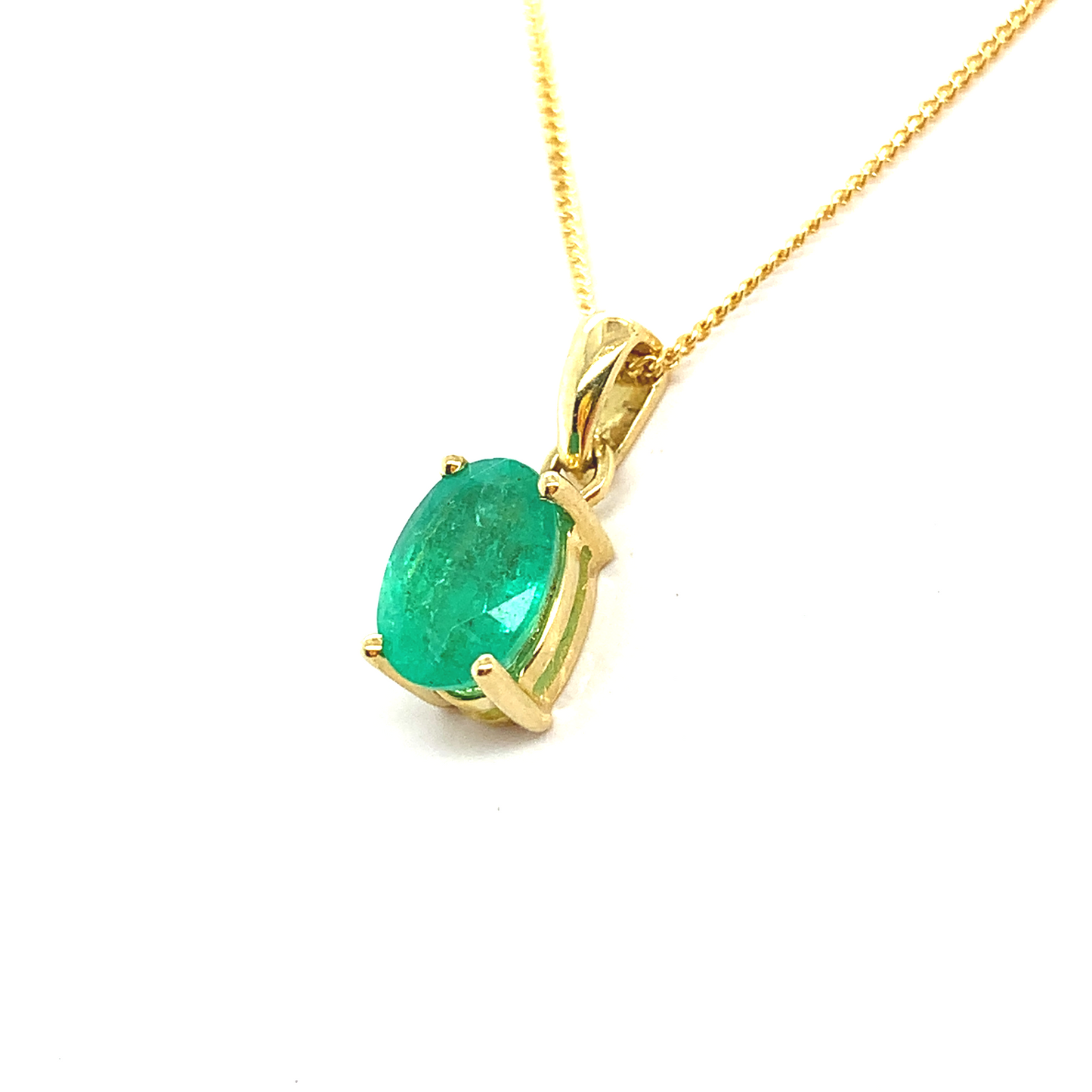 9K Yellow Gold Oval Emerald Pendant