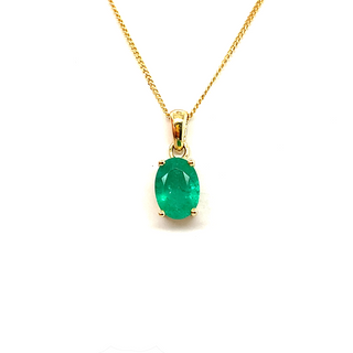 9K Yellow Gold Oval Emerald Pendant