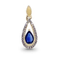 9K Yellow Gold Pear Cut Sapphire & Diamond Pendant