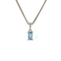 9K White Gold Emerald Cut Aquamarine Pendant