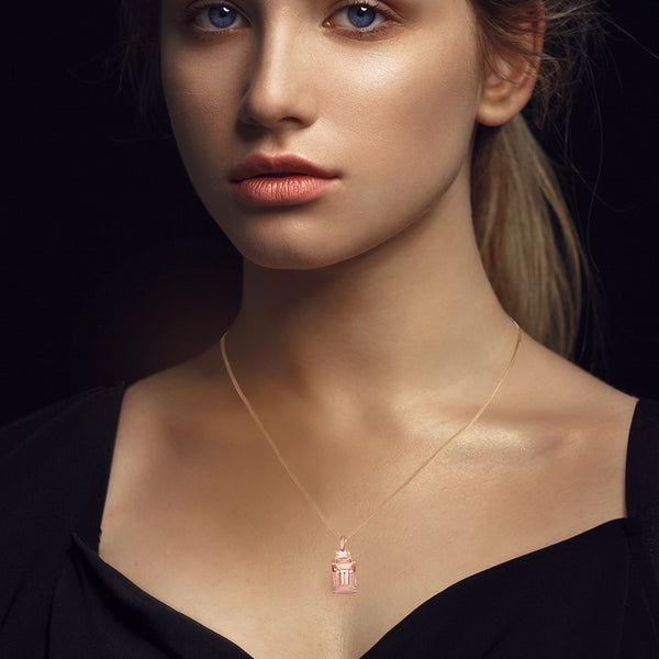9K Rose Gold Morganite & Diamond Pendant