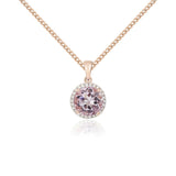 9K Rose Gold Pink Amethyst & Diamond Pendant
