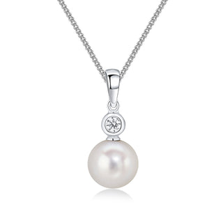 18K White Gold Pearl & Diamond Pendant