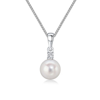 18K White Gold Pearl & Diamond Pendant