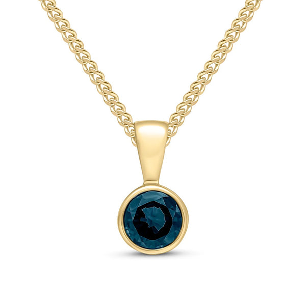 9K Yellow Gold Round Sapphire Pendant