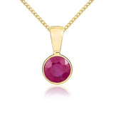 9K Yellow Gold 5mm Round Ruby Pendant