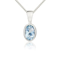 9K White Gold Oval Aquamarine Pendant