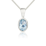9K White Gold Oval Aquamarine Pendant