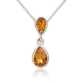 9K White Gold Double Pear Citrine Pendant