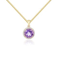 9K Yellow Gold Amethyst & Diamond Halo Pendant