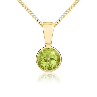 9K White Gold 5mm Round Peridot Pendant