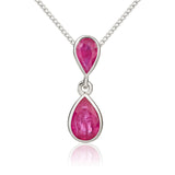 9K White Gold Double Pear Ruby Pendant