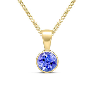 9K Yellow Gold 5mm Round Tanzanite Pendant