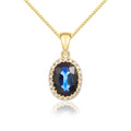 9K Yellow Gold Sapphire & Diamond Halo Pendant
