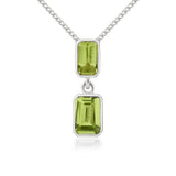 9K White Gold Peridot Octagonal Drop Pendant