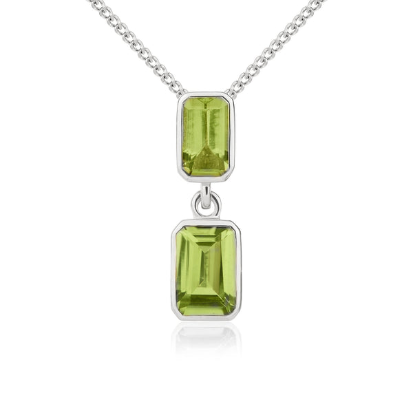 9K White Gold Peridot Octagonal Drop Pendant