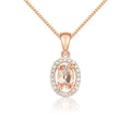 9K Rose Gold Morganite & Diamond Halo Pendant