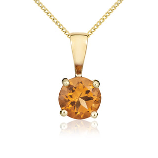 9K Yellow Gold 5mm Round Citrine Pendant