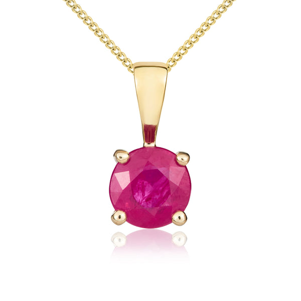 9K Yellow Gold 5mm Round Ruby Pendant