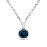 9K White Gold 5mm Round Sapphire Pendant