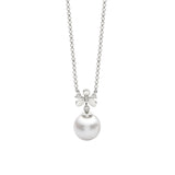 18K White Gold Akoya Pearl & Diamond Floral Necklace
