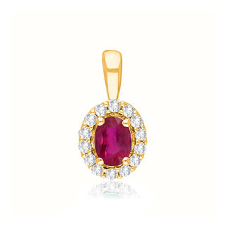 9K Yellow Gold Ruby & Diamond Pendant