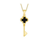 9K Yellow Gold Black Onyx Clover Key Pendant