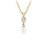 9K Yellow Gold Freshwater Pearl & CZ Pendant