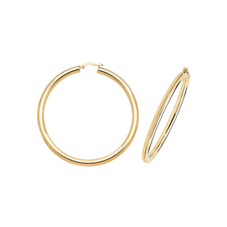 9K Yellow Gold Plain 50mm Hoop Earrings