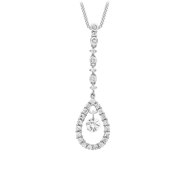 9K White Gold Cubic Zirconia Teardrop Pendant