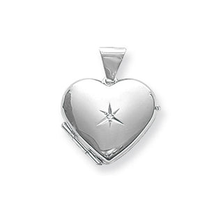 Sterling Silver CZ Set Heart Locket Pendant