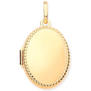 9K Yellow Gold Plain Oval Locket