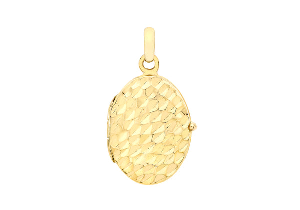 9K Yellow Gold Cubic Zirconia Oval Locket