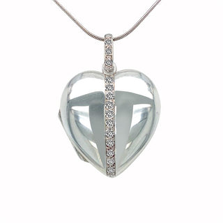 9K White Gold Diamond Heart Locket Pendant