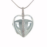 9K White Gold Diamond Heart Locket Pendant