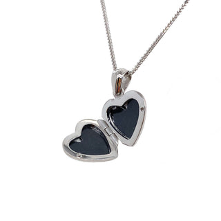 9K White Gold Plain Heart Locket