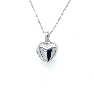 9K White Gold Plain Heart Locket