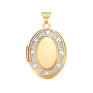 9K 2 Colour Gold Oval Shaped Family Locket