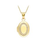 9K Yellow Gold Cubic Zirconia Oval Locket
