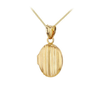 9K Yellow Gold Lined Oval Locket Pendant