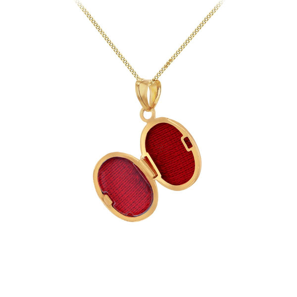 9K Yellow Gold Lined Oval Locket Pendant